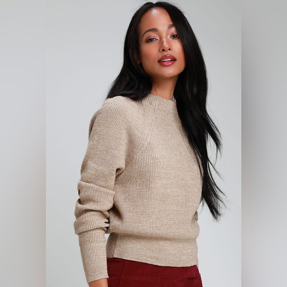 Free People Heathered Beige Knit Pullover Sweater Sz XS Stretchy-Like a New - Picture 1 of 8